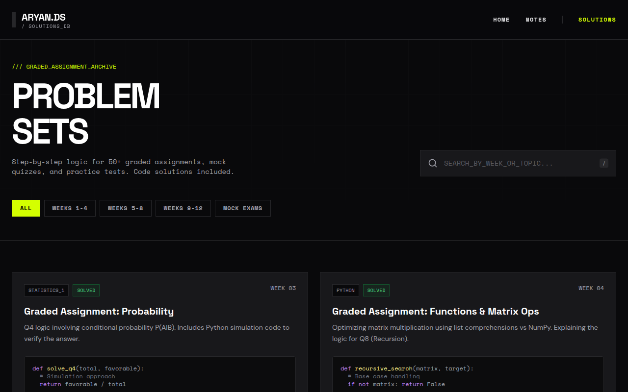 Aryan DS Solutions Page